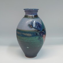 #220127 Vase Green/Mauve 9.5x5.5 $24 at Hunter Wolff Gallery